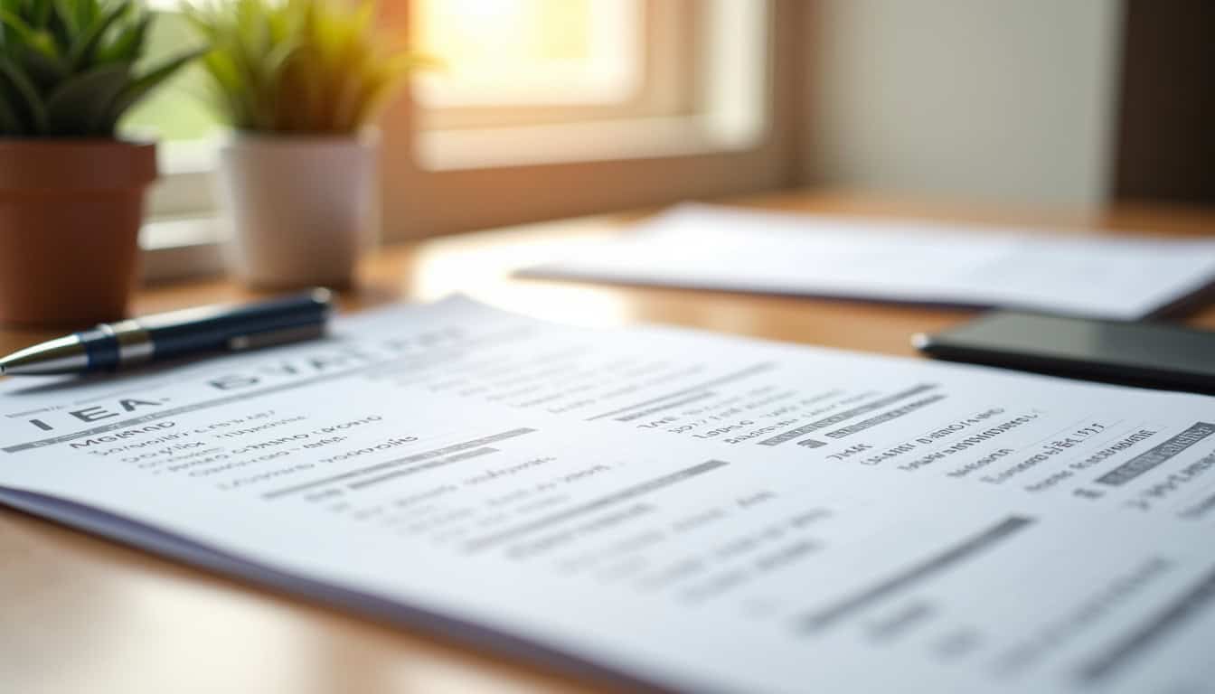 Document de devis pour un monte-escalier, posé sur une table avec un stylo et des documents associés