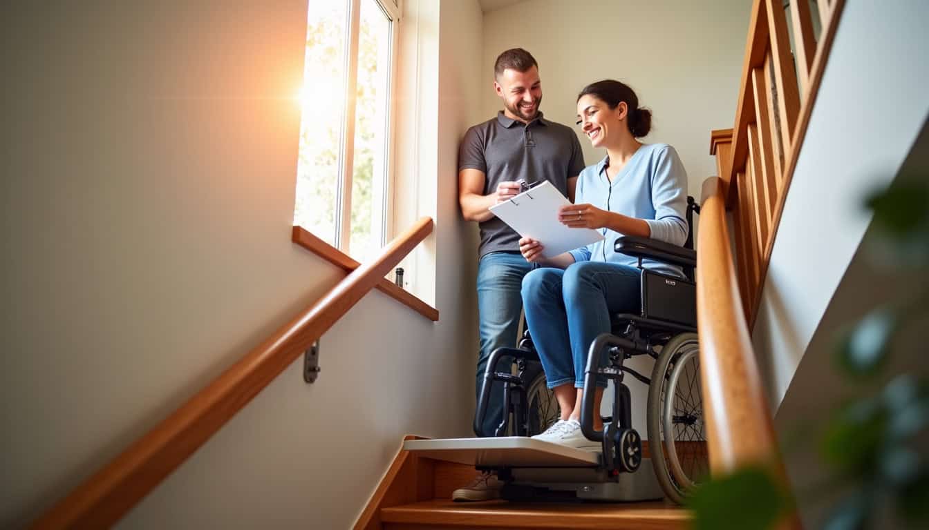 Entretien avec un conseiller pour un devis de monte-escalier à Brette-les-Pins