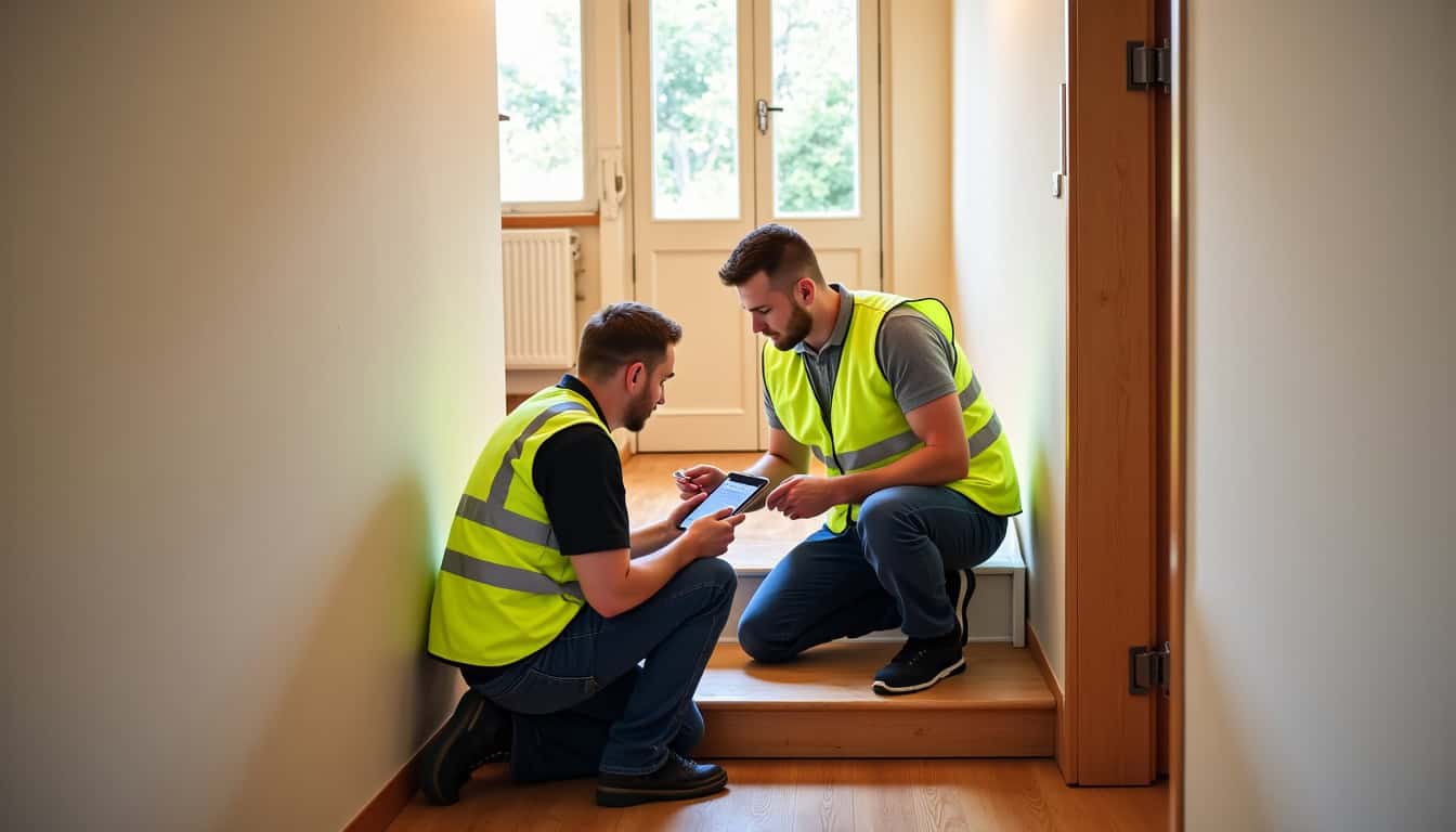 Équipe en train d’installer un monte-escalier à Vendôme dans une habitation privée