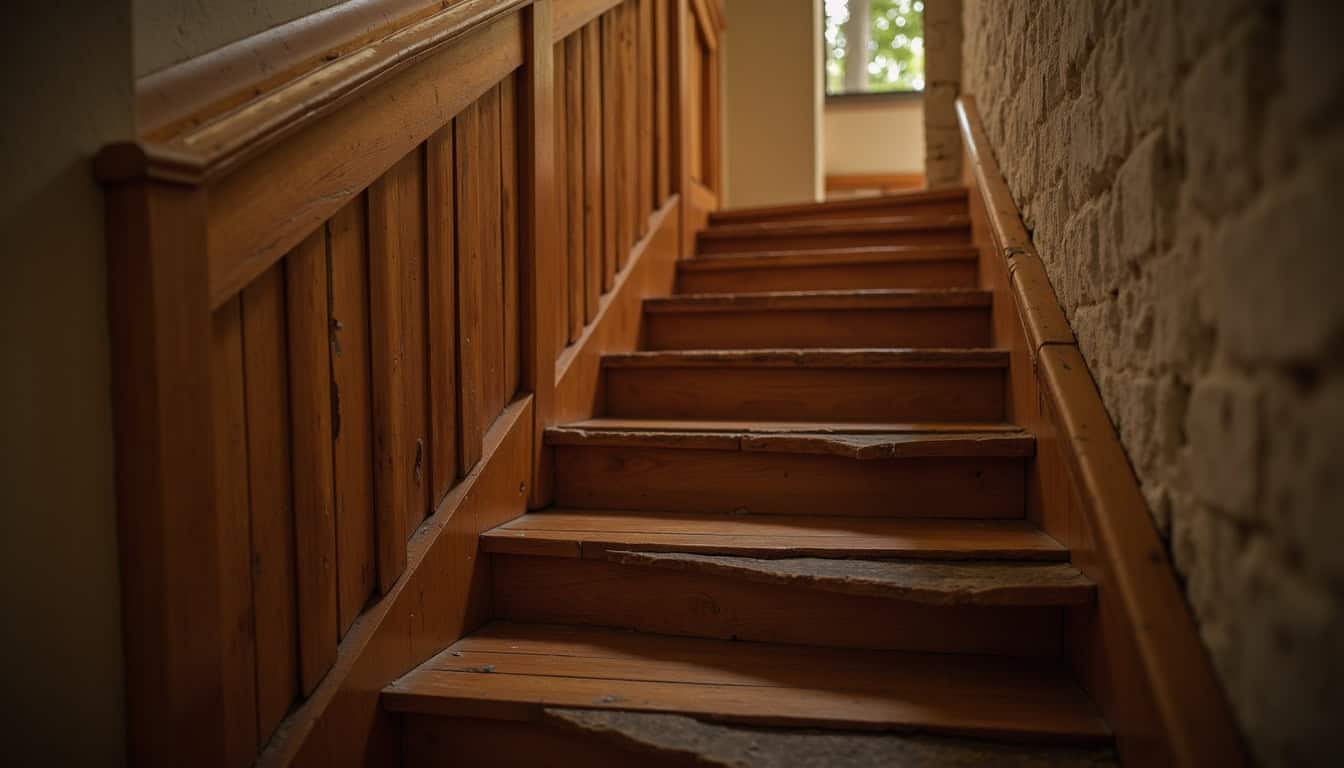 Escalier ancien en bois dans une maison traditionnelle de Saint-Amand-Montrond