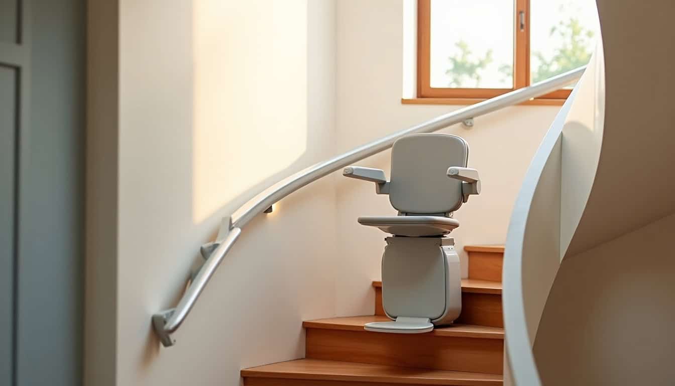 Exemple de monte-escalier tournant en cours d