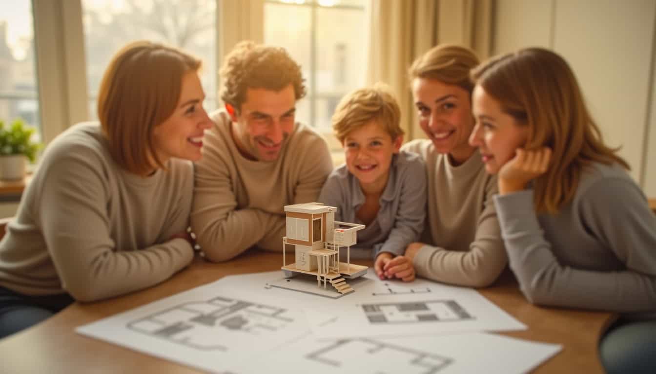 Famille discutant autour d
