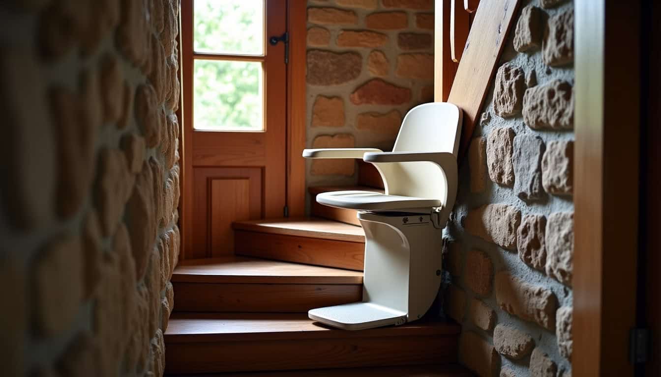 Fauteuil monte-escalier repliable dans une maison à La Séauve-sur-Semène
