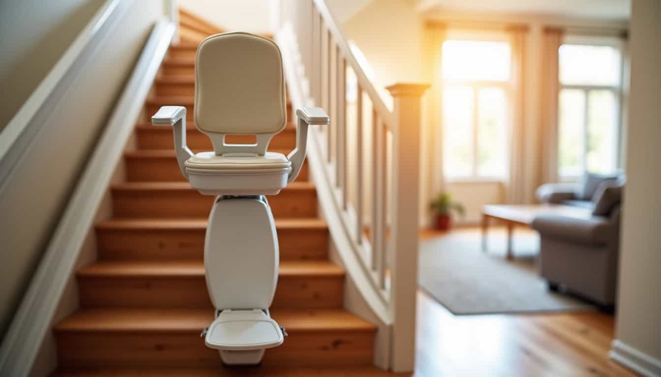 Fauteuil monte-escalier tournant en cours d