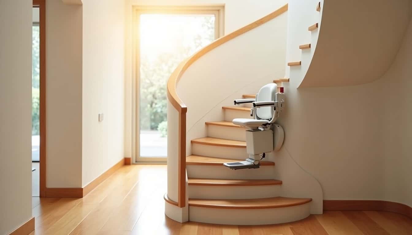 Installation d’un monte-escalier à Chauffry sur un escalier en colimaçon