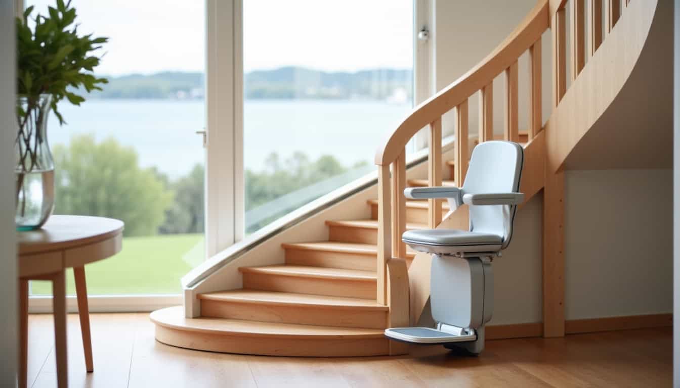 Installation d’un monte-escalier courbe dans une maison à Le Havre