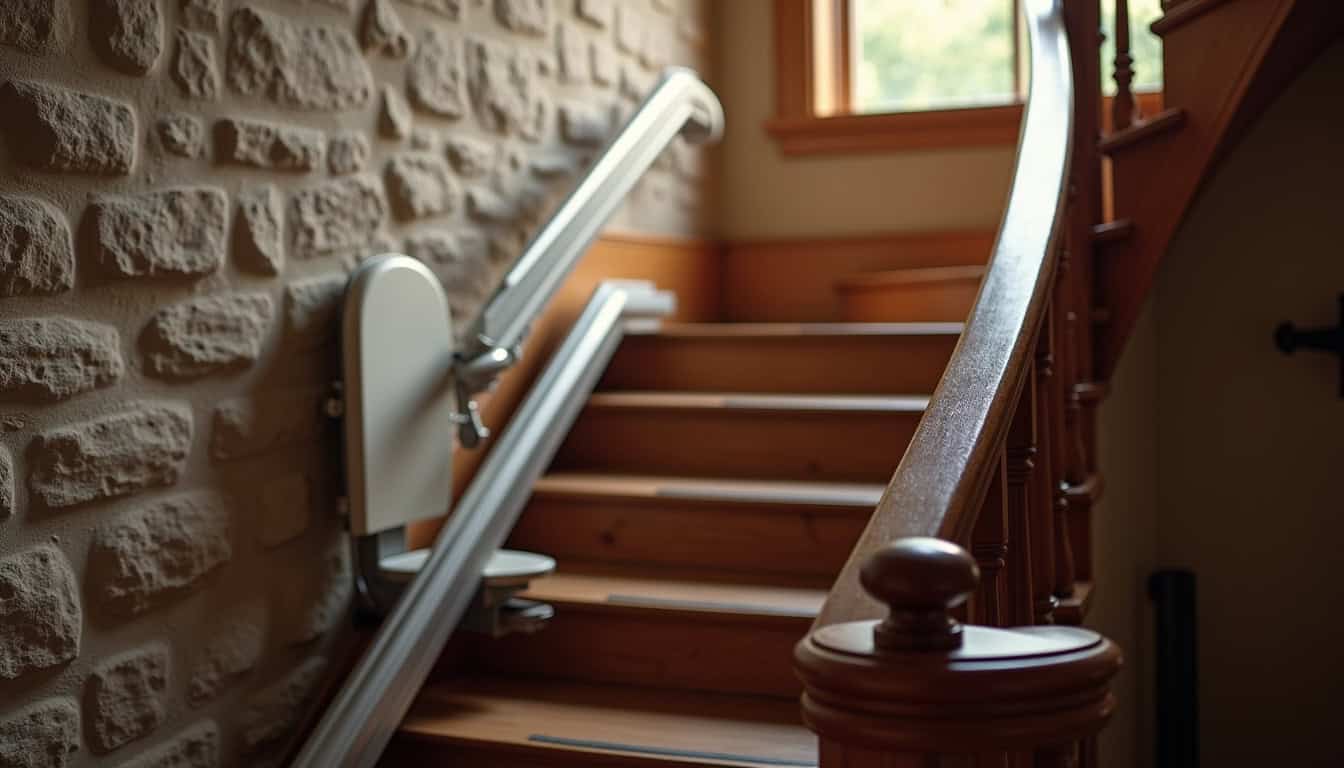 Installation d’un monte-escalier courbe dans une maison ancienne avec escalier tournant