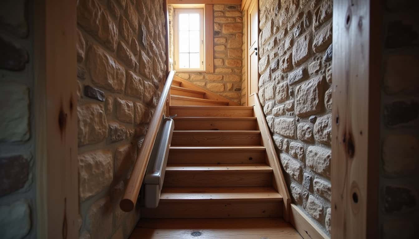 Installation d’un monte-escalier dans une maison traditionnelle en granit à Tollevast