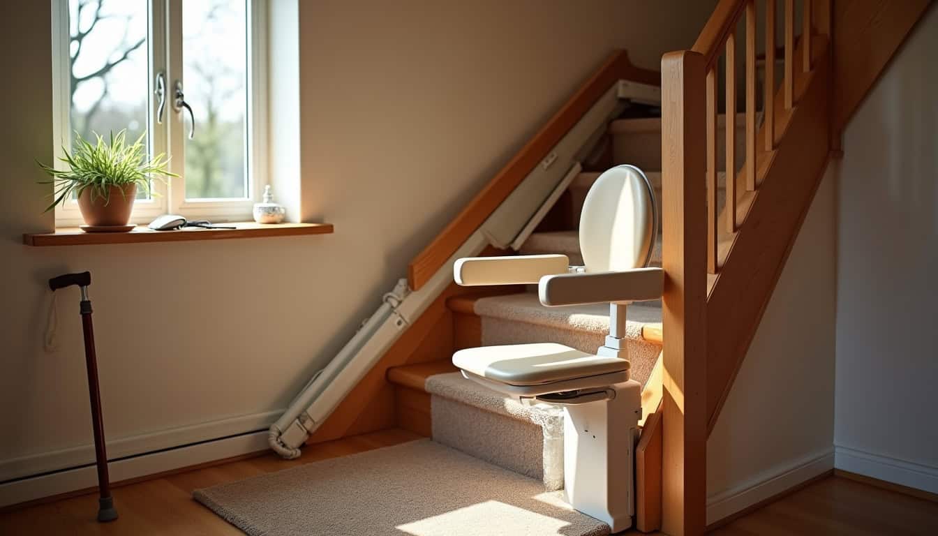 Installation d’un monte-escalier d’occasion dans une maison à Merlevenez