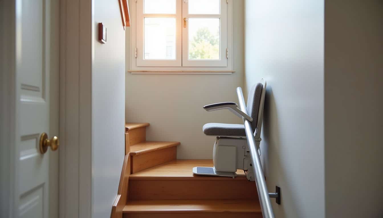 Installation d’un monte-escalier droit dans un escalier intérieur
