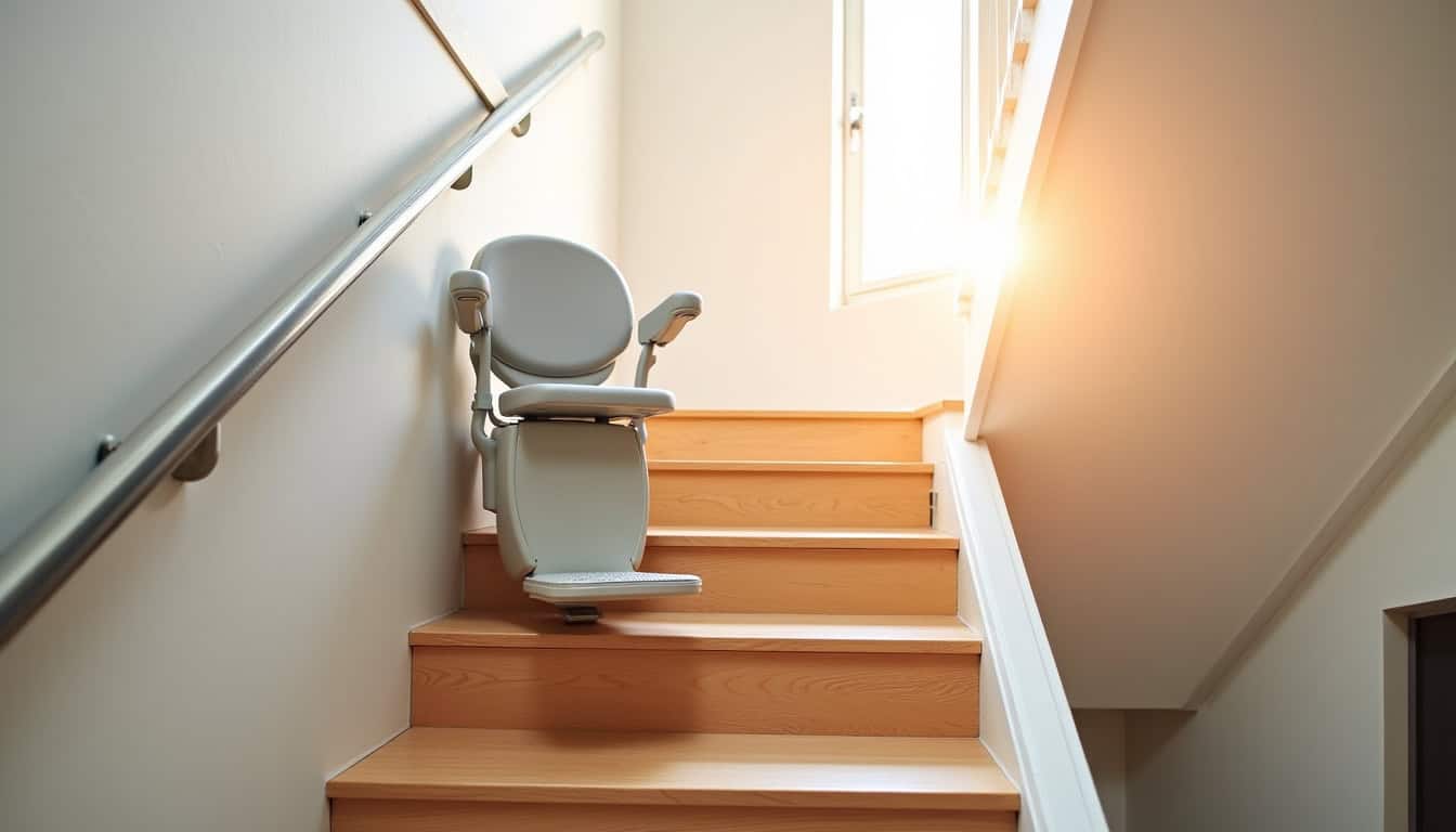 Installation d’un monte-escalier droit dans un escalier rectiligne à Sochaux