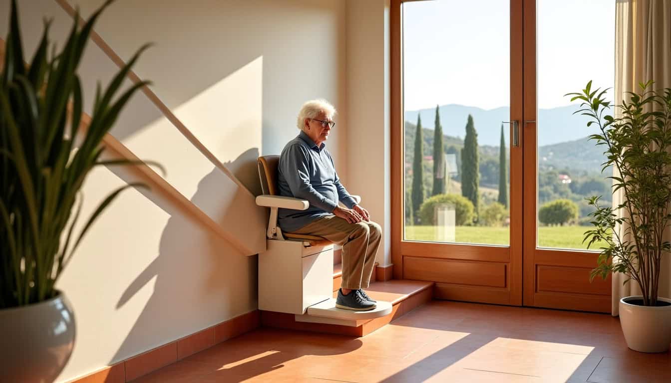 Installation d’un monte-escalier droit dans une maison à Saint-Paul-de-Vence