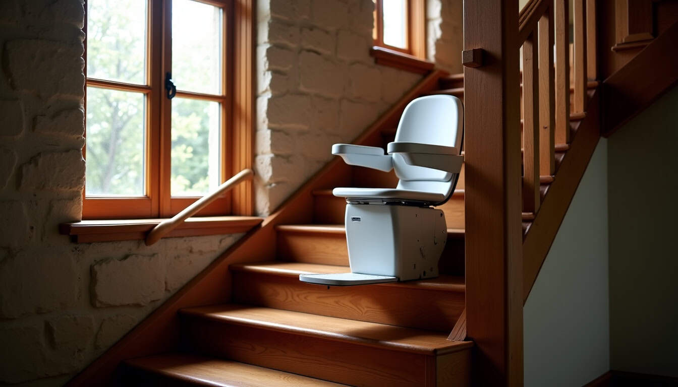 Installation d’un monte-escalier droit dans une maison ancienne à Pierric