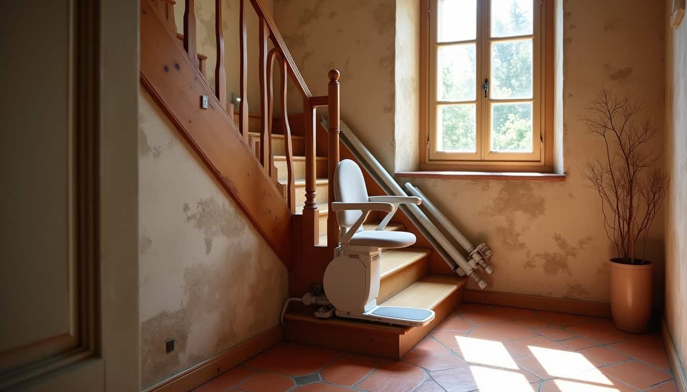 Installation d’un monte-escalier droit dans une maison traditionnelle d’Uchaux