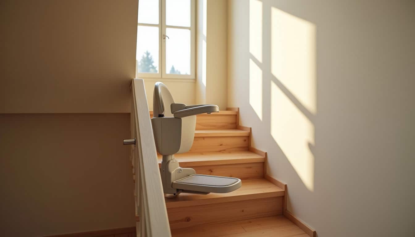 Installation d’un monte-escalier droit sur un escalier intérieur à Saint-Pierre-du-Mont