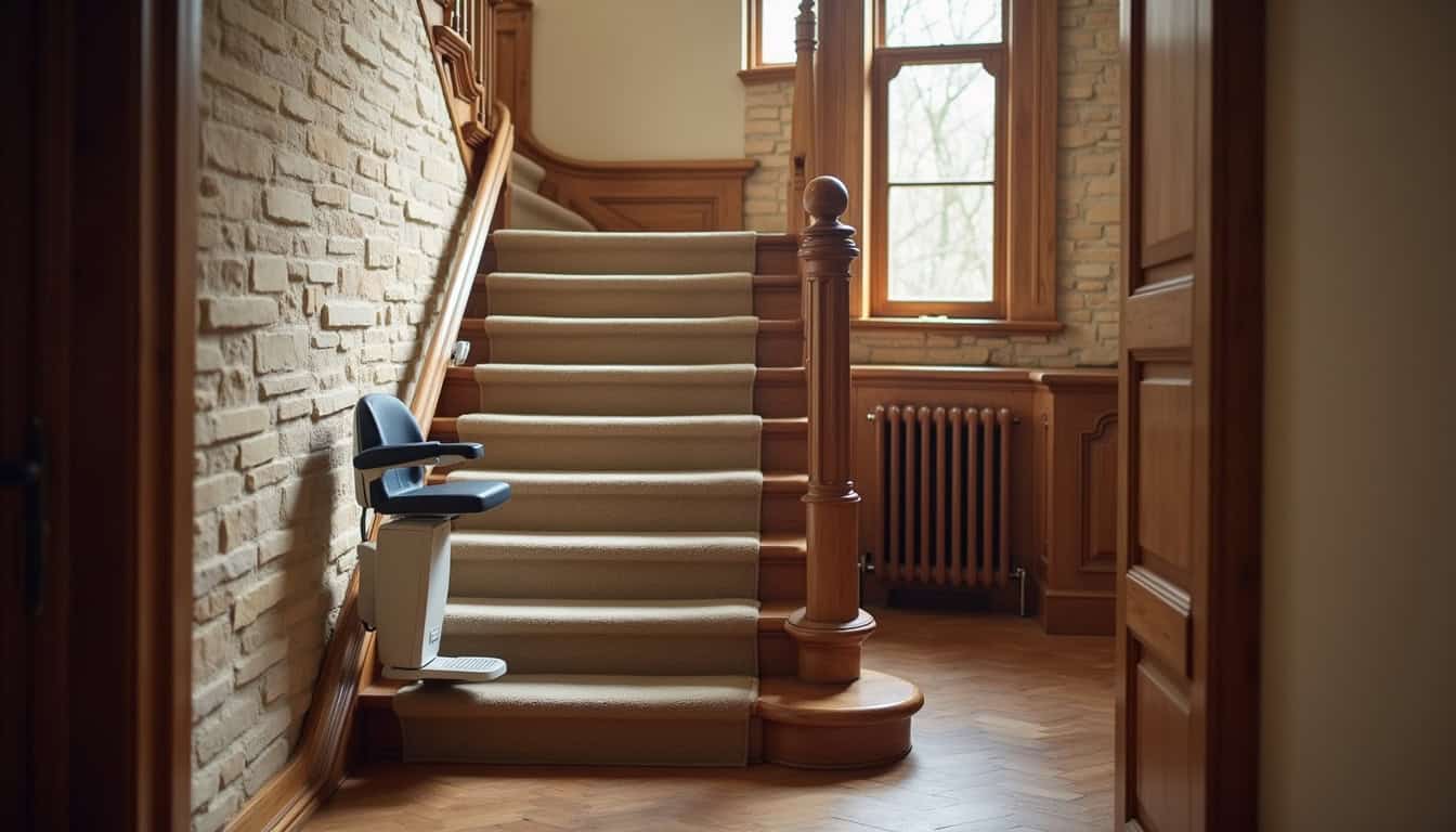 Installation d’un monte-escalier droit sur un escalier rectiligne dans une maison ancienne