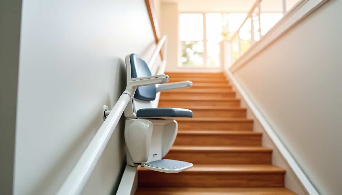 Installation d’un monte-escalier intérieur dans une maison à Neuvilly