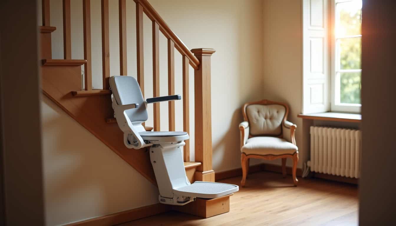 Installation d’un monte-escalier intérieur dans une maison à Villemaury
