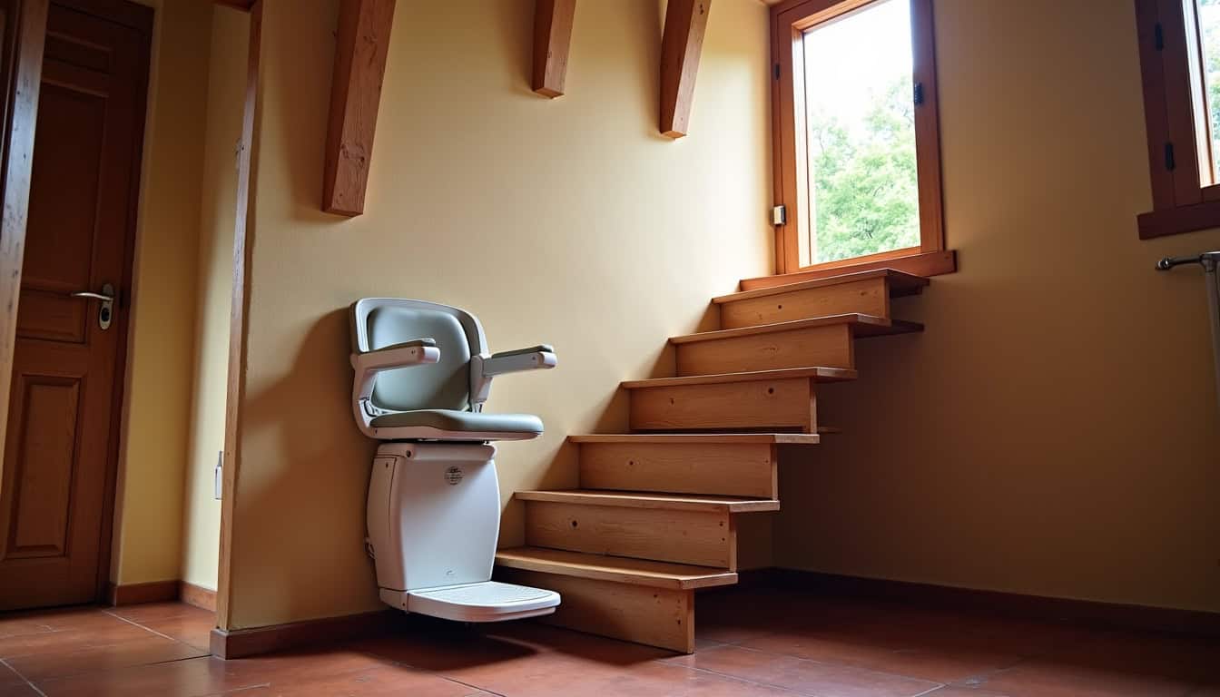 Installation d’un monte-escalier intérieur droit dans une maison typique d’Obernai