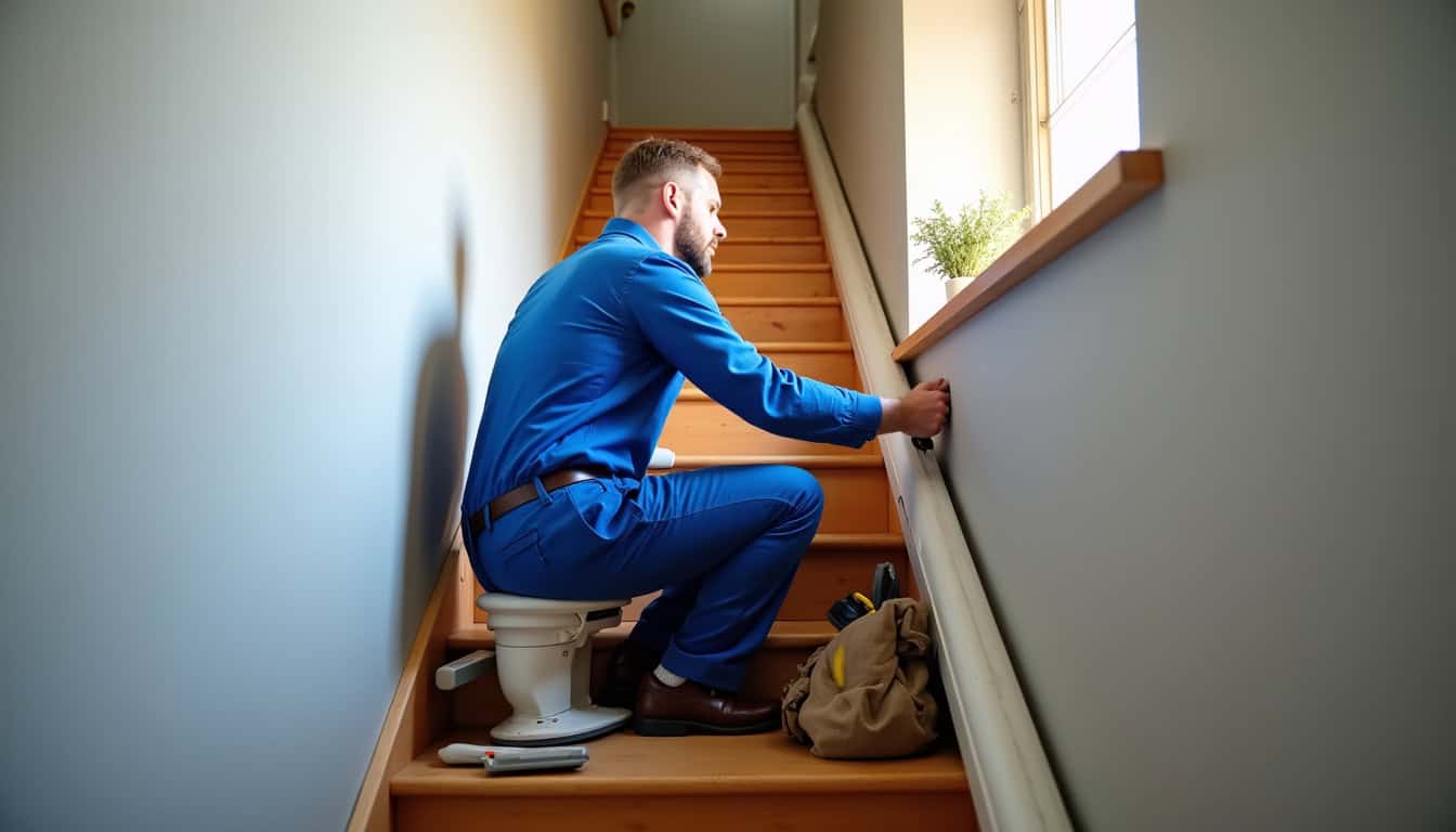 Installation d’un monte-escalier par un technicien à Bon Repos sur Blavet