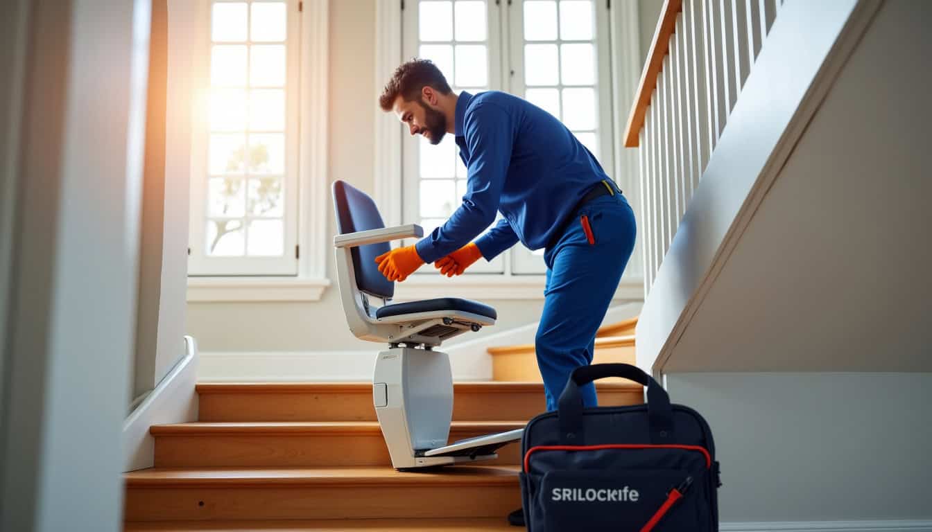 Installation d’un monte-escalier par un technicien professionnel à domicile