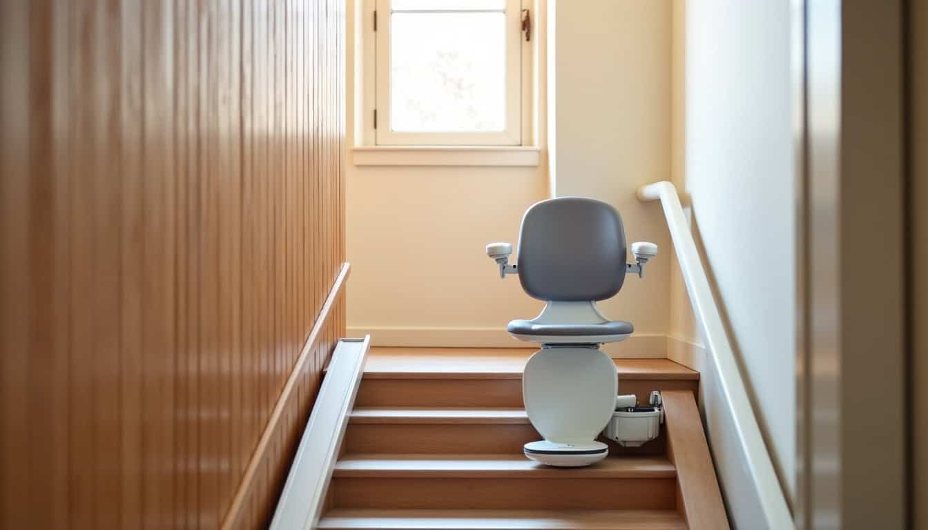Installation d’un monte-escalier sur un escalier intérieur à Fains-Véel