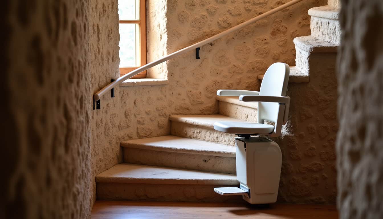Installation d’un monte-escalier sur un escalier tournant à Ghisonaccia