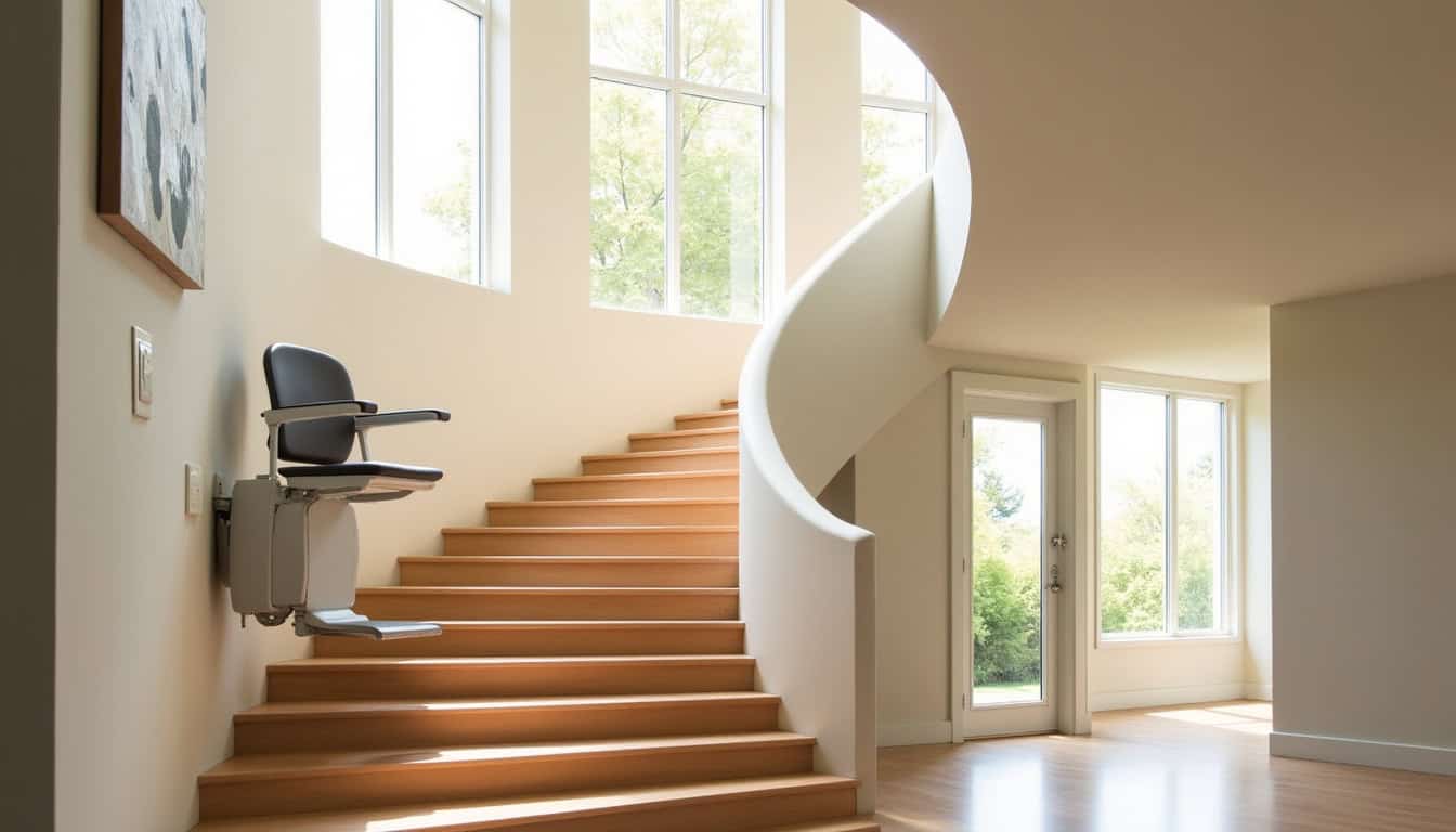 Installation d’un monte-escalier tournant chez un particulier à Santeny