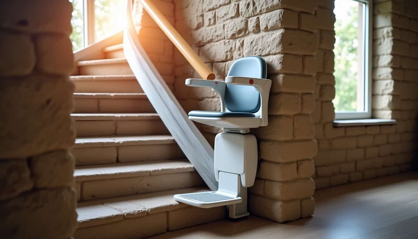 Installation d’un monte-escalier tournant dans un escalier courbe à Saint-Ferréol-d’Auroure