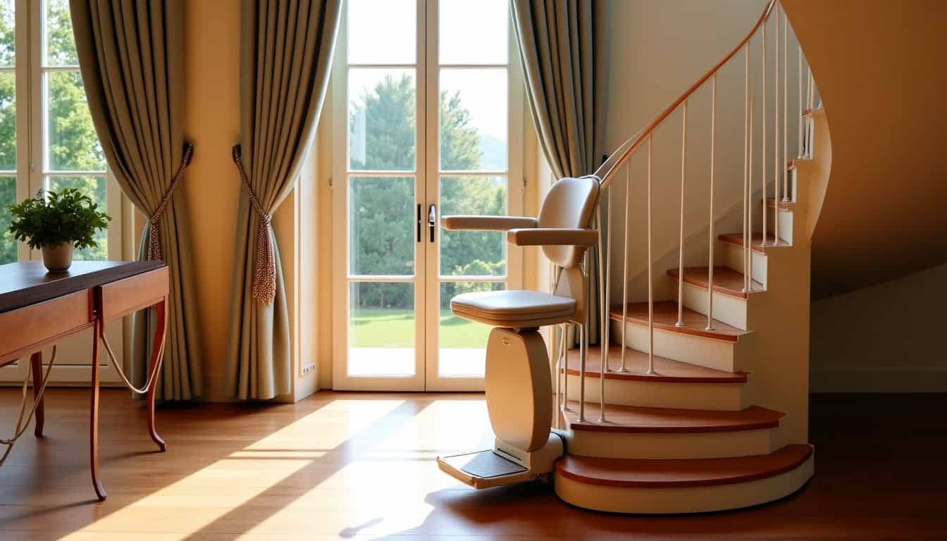 Installation d’un monte-escalier tournant dans un escalier en colimaçon à Grasse