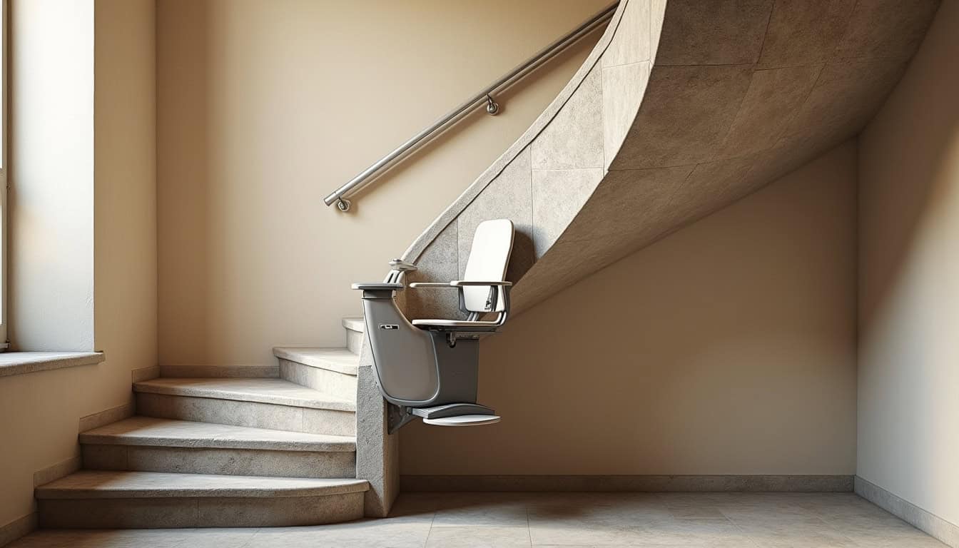 Installation d’un monte-escalier tournant dans un escalier en colimaçon à Saint-Médard-de-Mussidan
