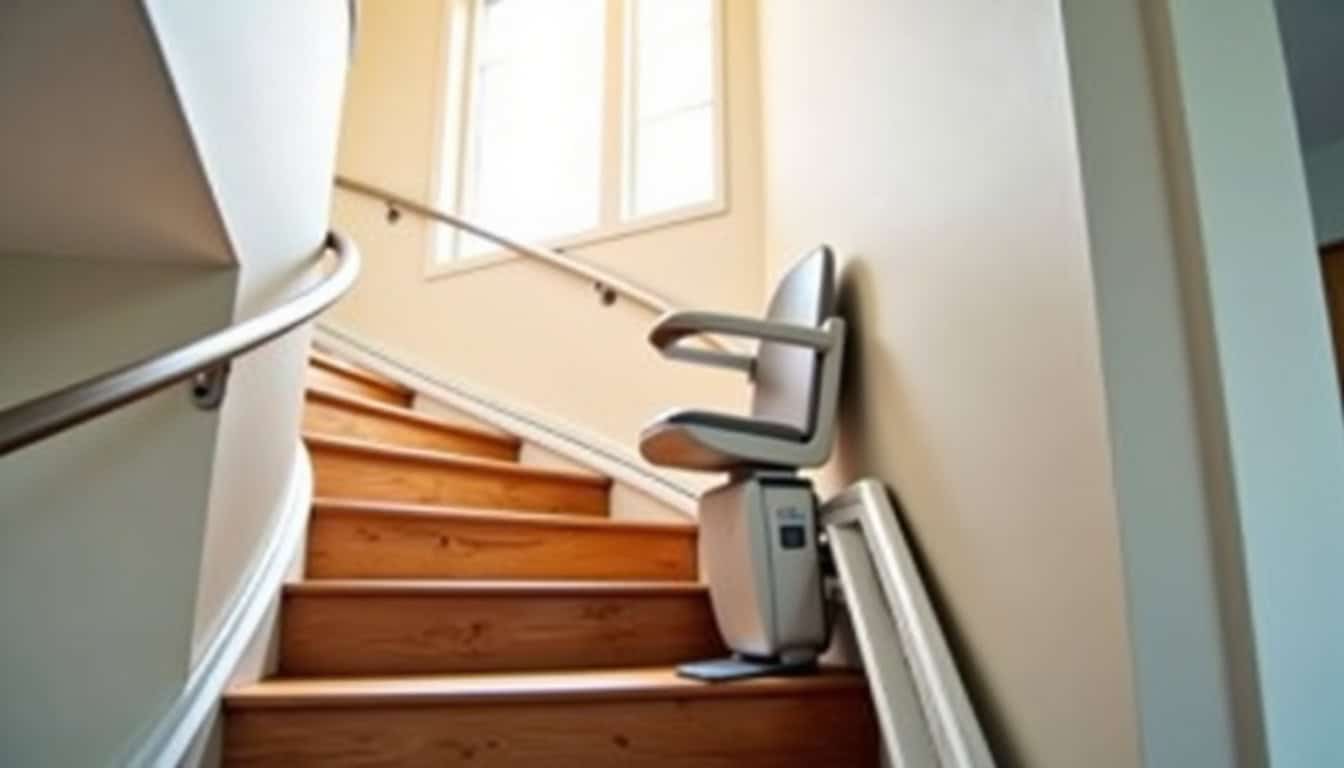 Installation d’un monte-escalier tournant dans une maison à Lamarque