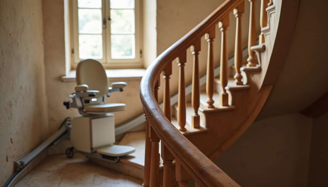 Installation d’un monte-escalier tournant dans une maison ancienne à Fronsac