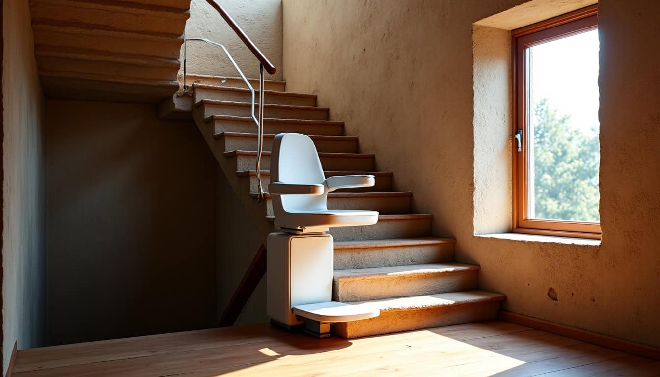 Installation d’un monte-escalier tournant dans une maison ancienne à Réguiny