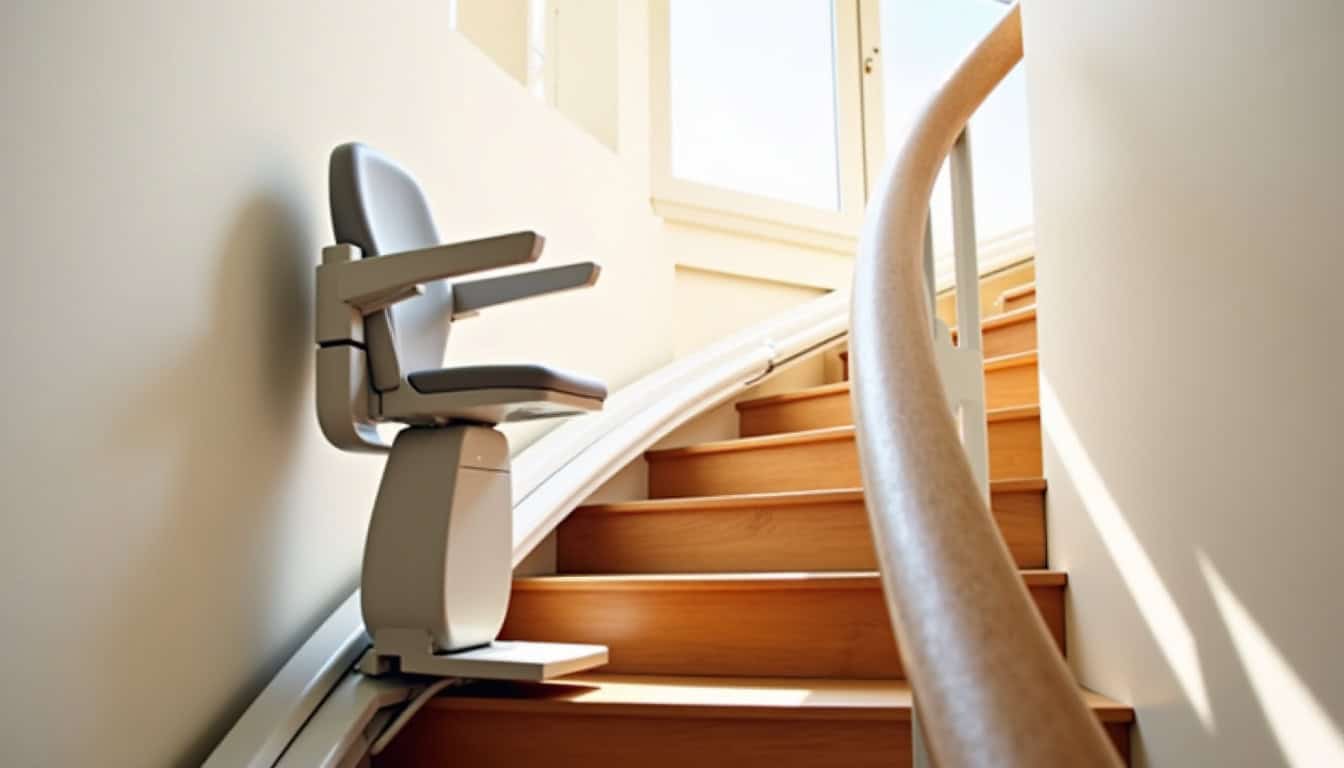 Installation d’un monte-escalier tournant dans une maison de Barlin
