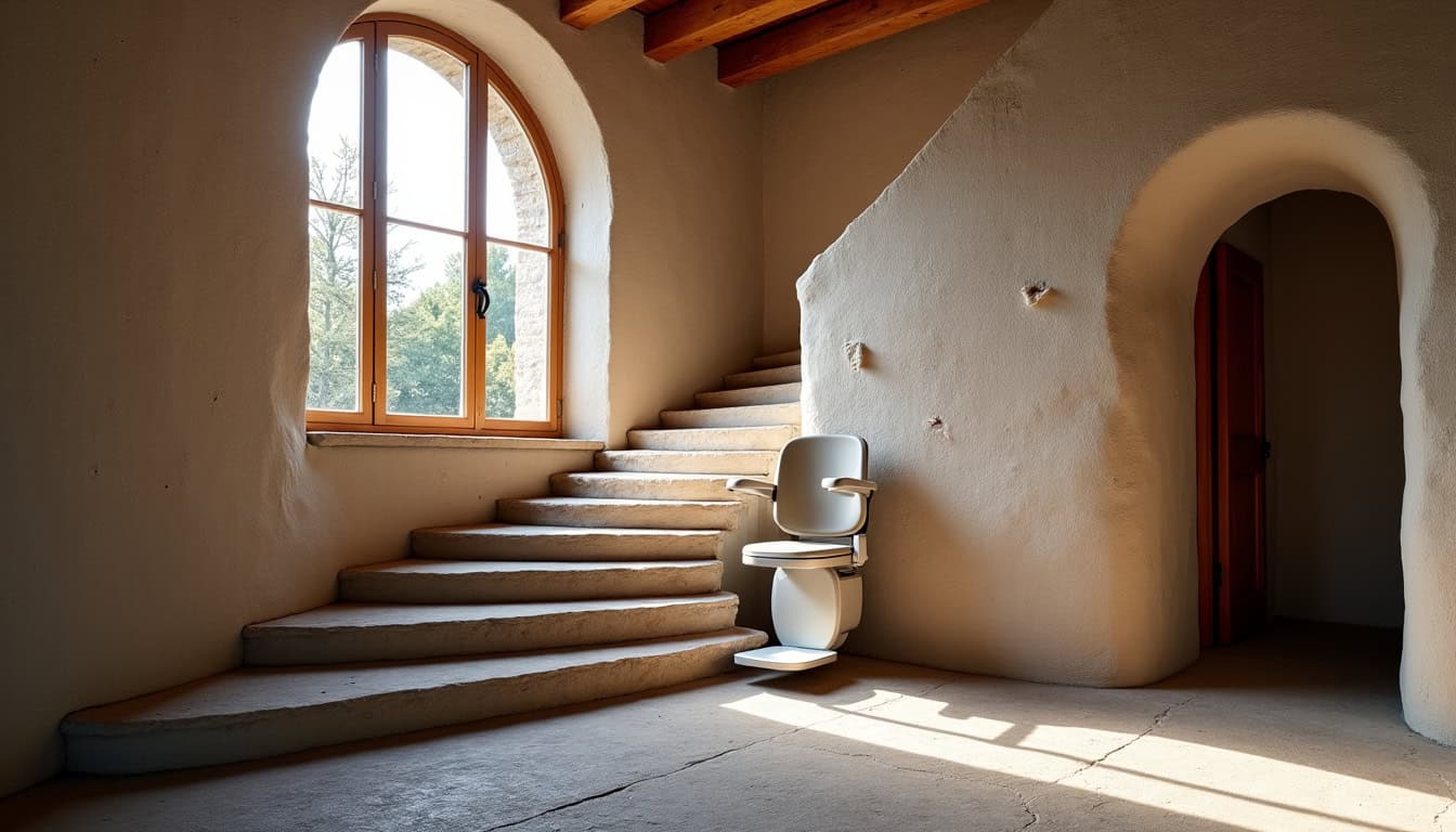 Installation d’un monte-escalier tournant dans une maison traditionnelle de Lozère