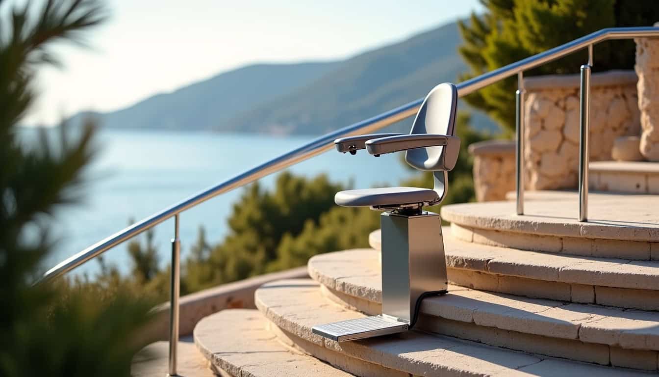 Installation d’un monte-escalier tournant sur un escalier complexe à Cannes