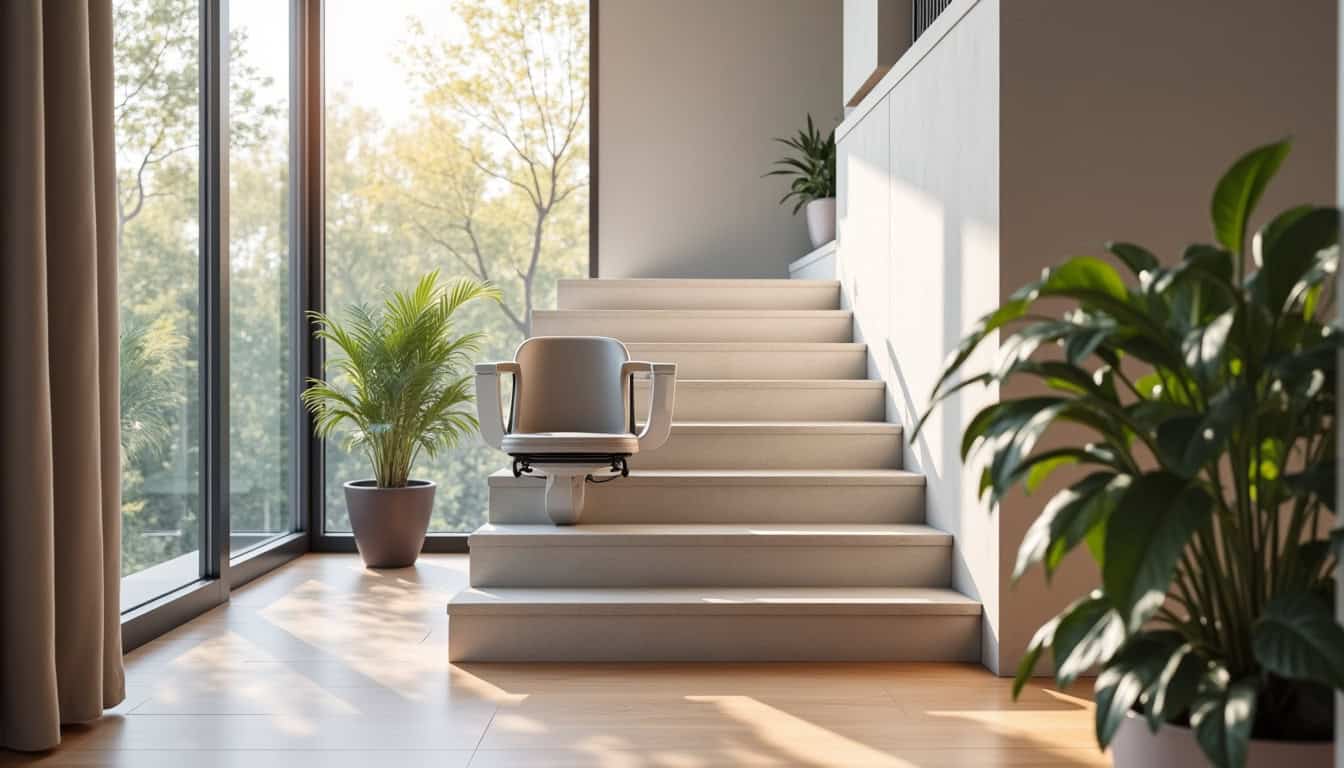 Intégration discrète d’un monte-escalier dans un intérieur contemporain à Rennes