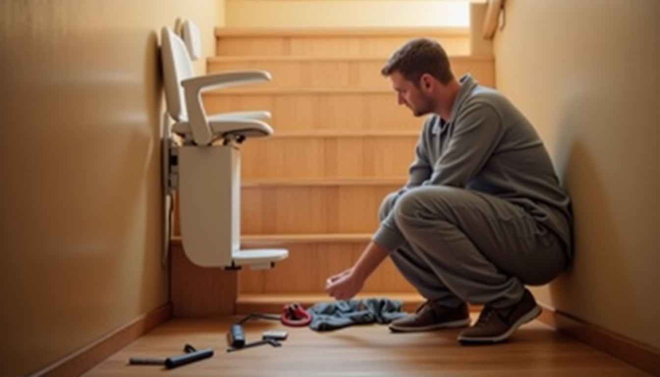 Intervention de maintenance sur un monte-escalier à domicile