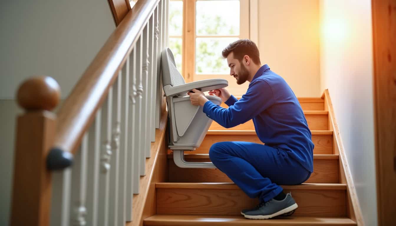 Intervention de maintenance sur un monte-escalier à Neuville-sur-Oise
