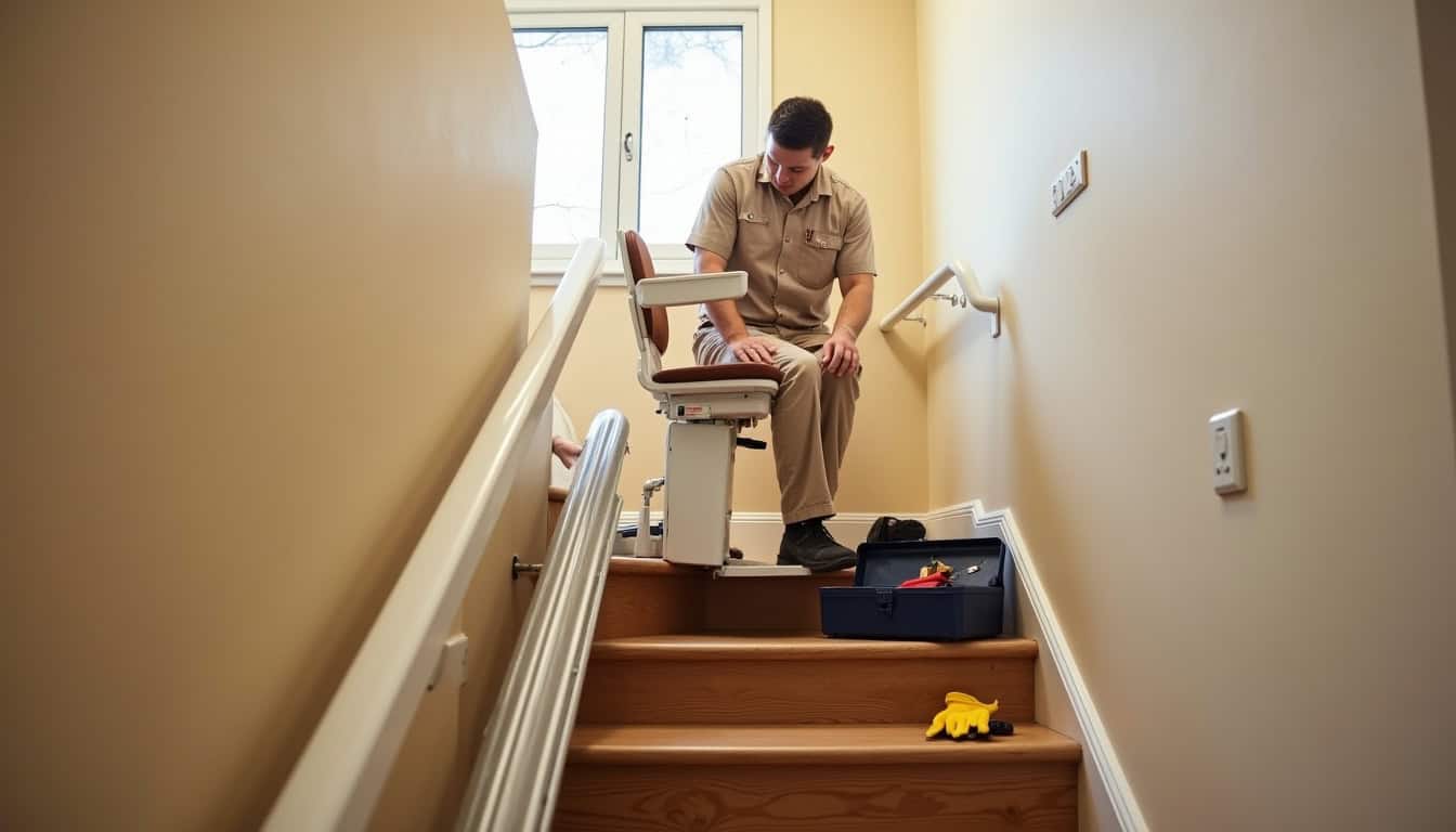 Intervention d’un installateur de monte-escalier dans une maison à Terville