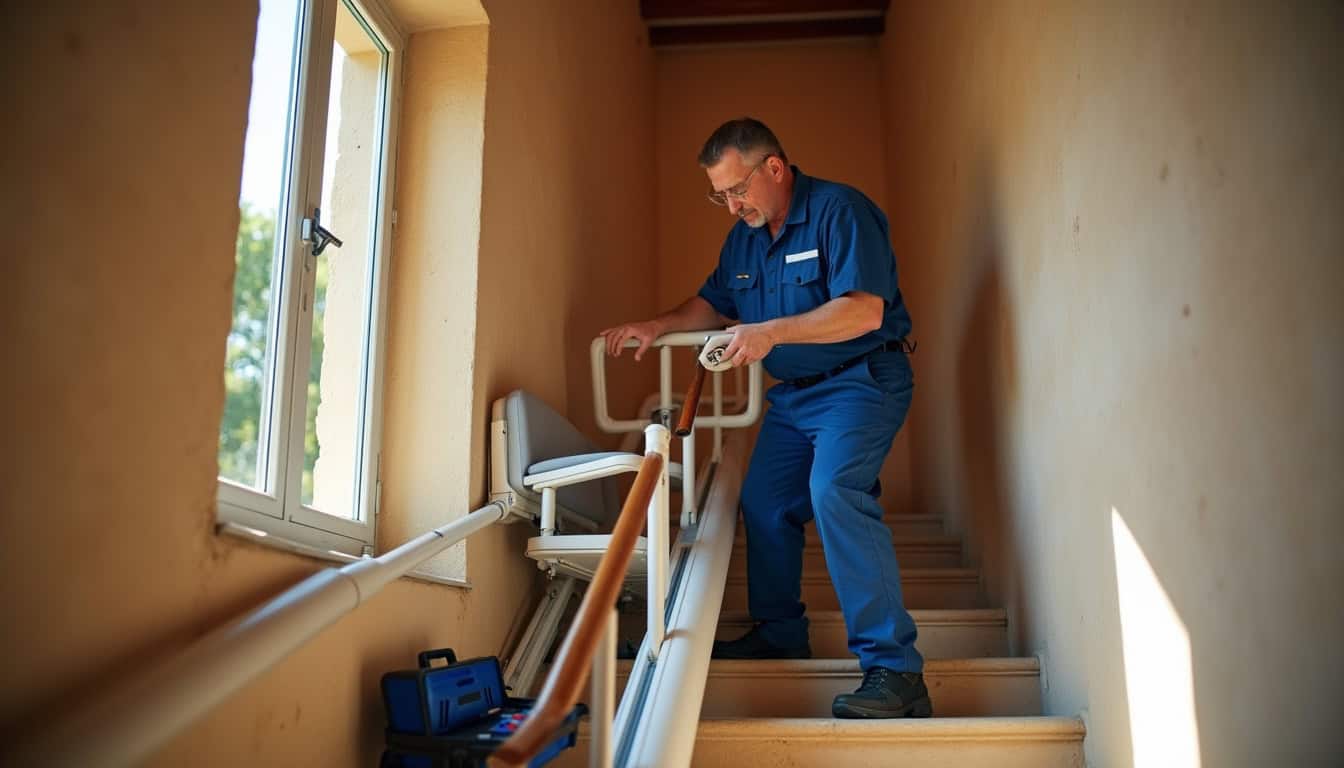 Intervention d’un technicien spécialisé dans l’installation de monte-escalier dans le Vaucluse