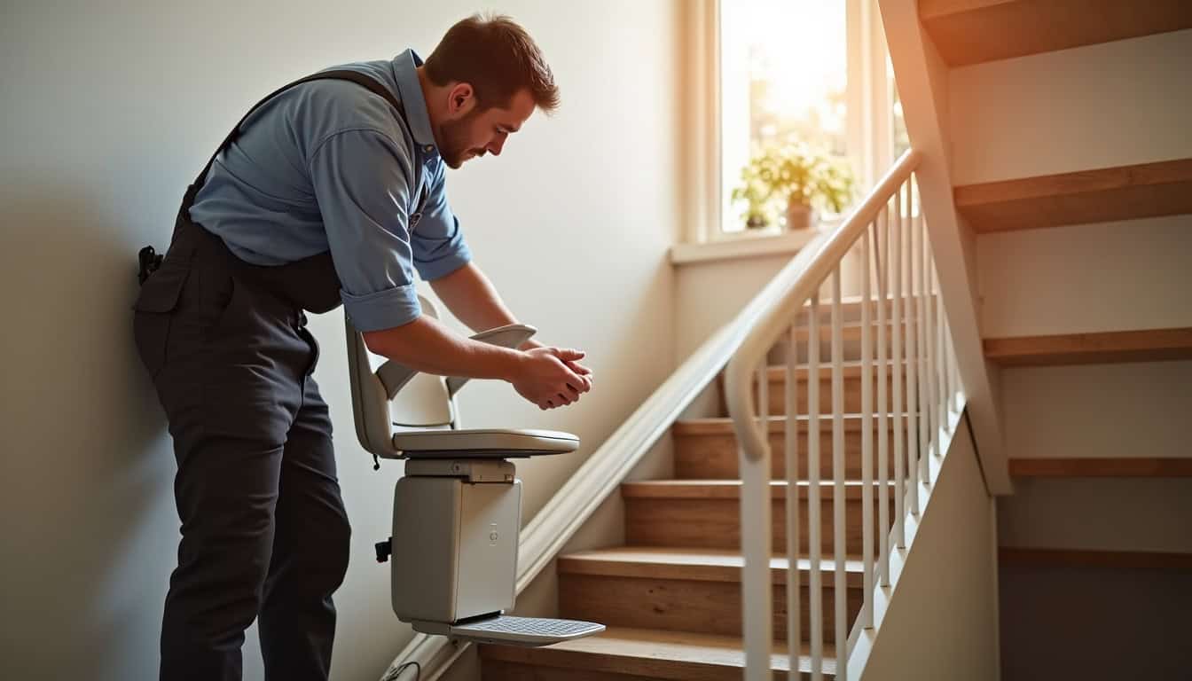 Montage d’un monte-escalier par un professionnel à Loudun