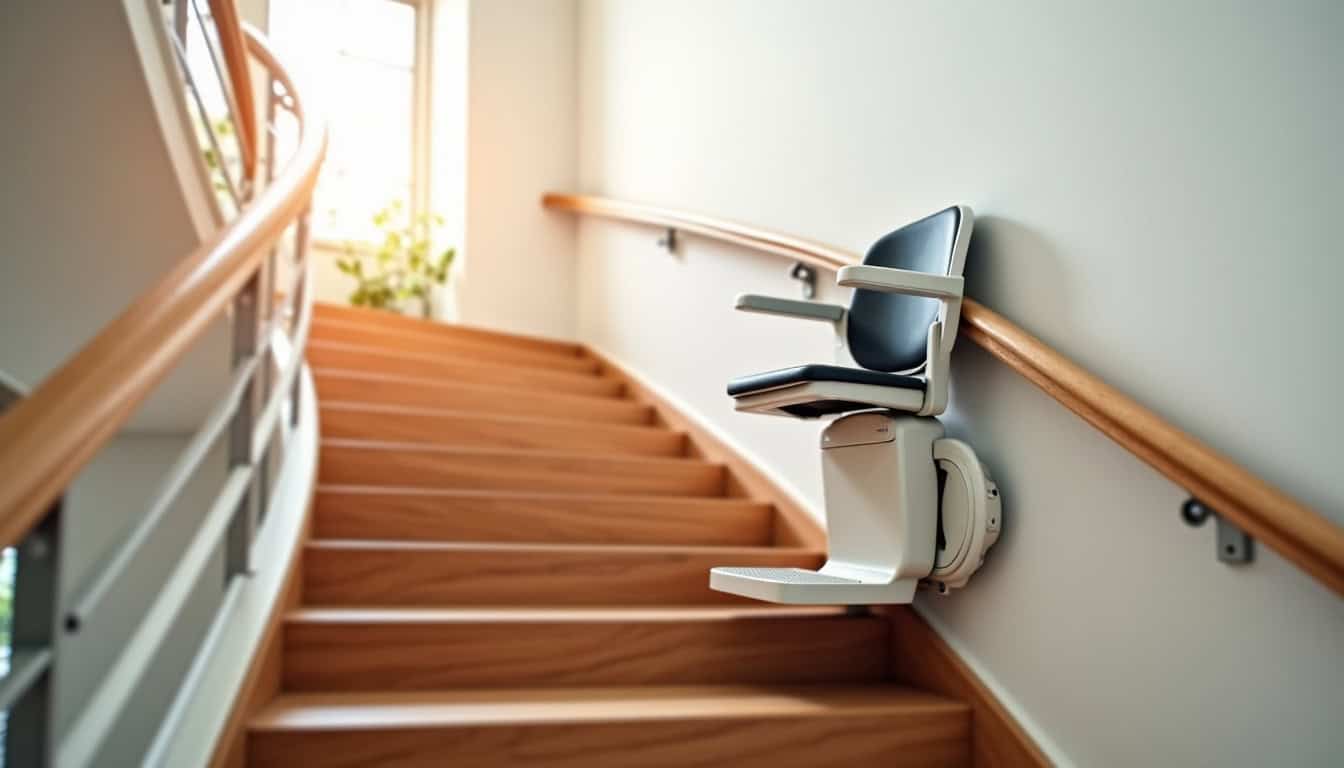 Monte-escalier adapté à un escalier tournant dans une maison de La Possession