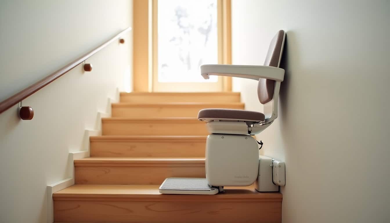 Monte-escalier compact installé sur un escalier étroit à Sada