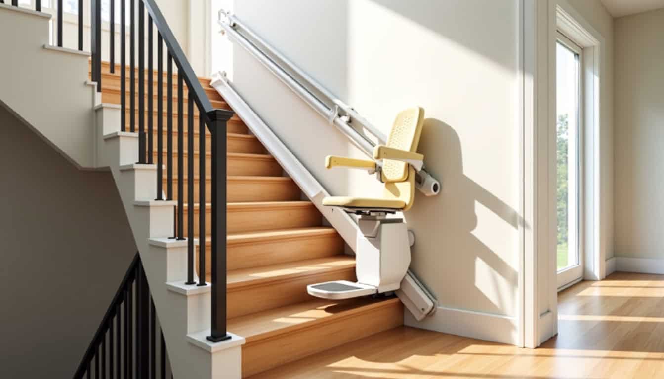 Monte-escalier courbe en cours d