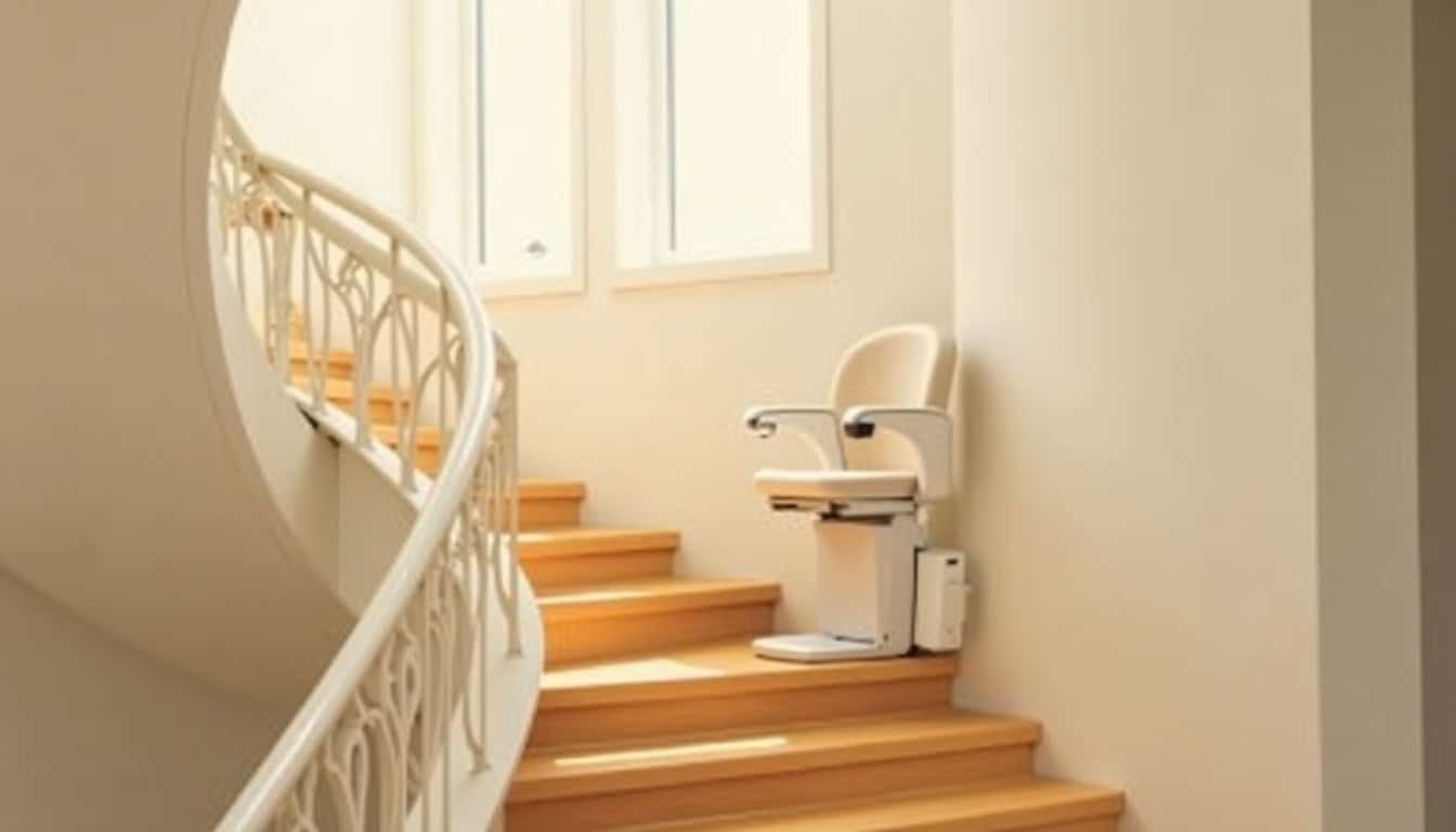 Monte-escalier courbe installé dans un escalier tournant à Saint-Avertin