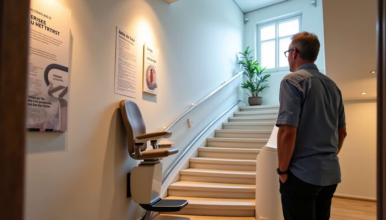 Monte-escalier d’occasion exposé dans un salon d’accessibilité à proximité de Savines-le-Lac