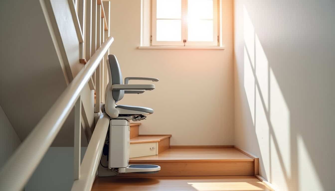 Monte-escalier droit en cours d