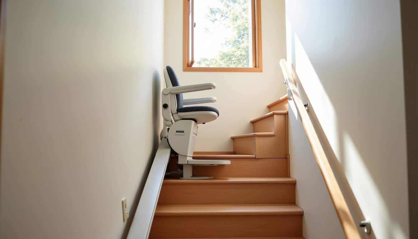 Monte-escalier droit en cours d